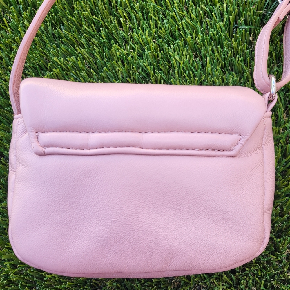 Zara Pink Soft Faux Leather Heart Mini Crossbody Bag. - Picture 5 of 16